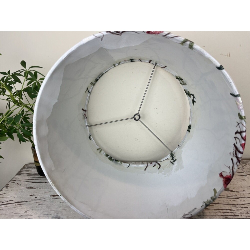 White Botanical Toile Mesh Floral Lamp Shade Application Hand Applied 13”x15” - Picture 7 of 10